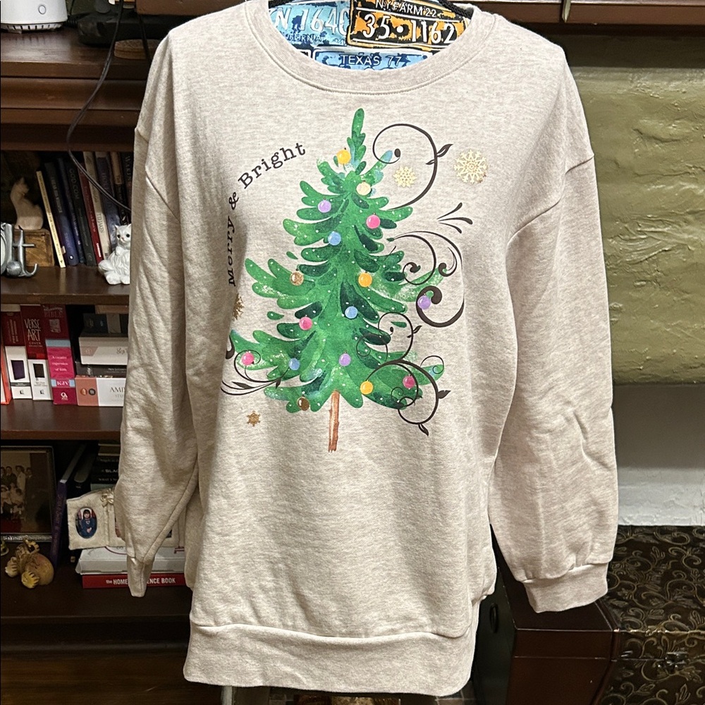 Festive light gray Holiday Sweatshirt